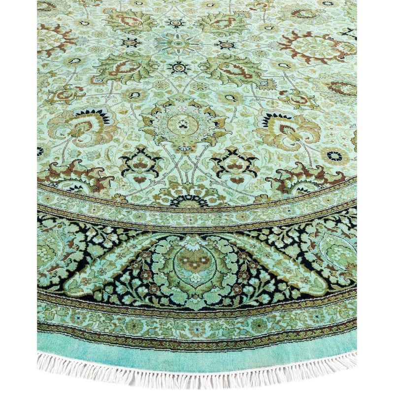 Overdyed One-of-a-Kind Hand-Knotted Area Rug - Green - 9' 1" x 9' 1"
