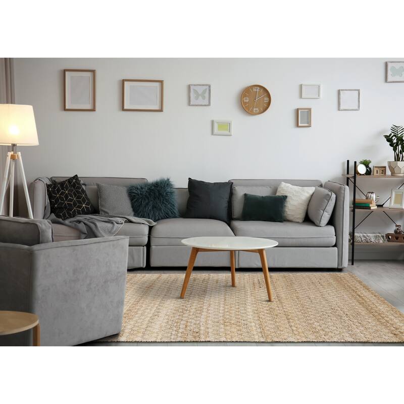 Light Sand Jute Handmade Diamond Pattern Area Rug