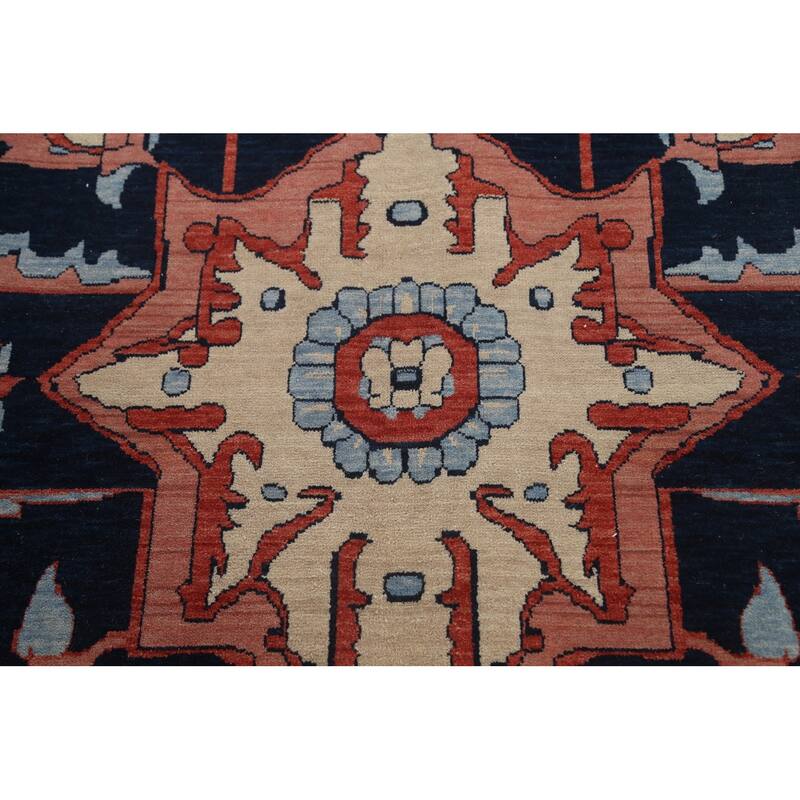Red Heriz Serapi Turkish Oriental Wool Area Rug Hand-knotted Carpet - 9'9" x 13'0"