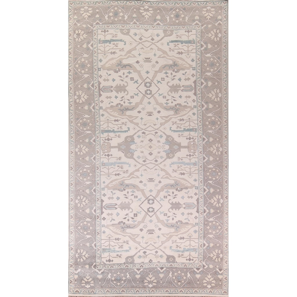 Ivory Oushak Oriental Large Area Rug Hand-Knotted Wool Carpet - 8'2"x 15'5"