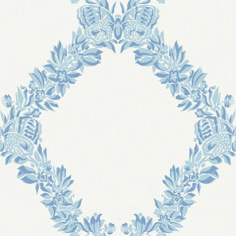 Scalamandre Sky Blue Wreath Peel & Stick Wallpaper