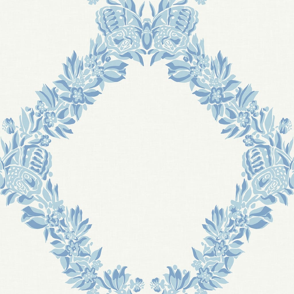 Scalamandre Sky Blue Wreath Peel & Stick Wallpaper