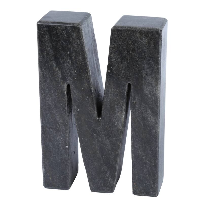 Creative Home Natural Black Marble Letter M Bookend, Paper Weight - Black