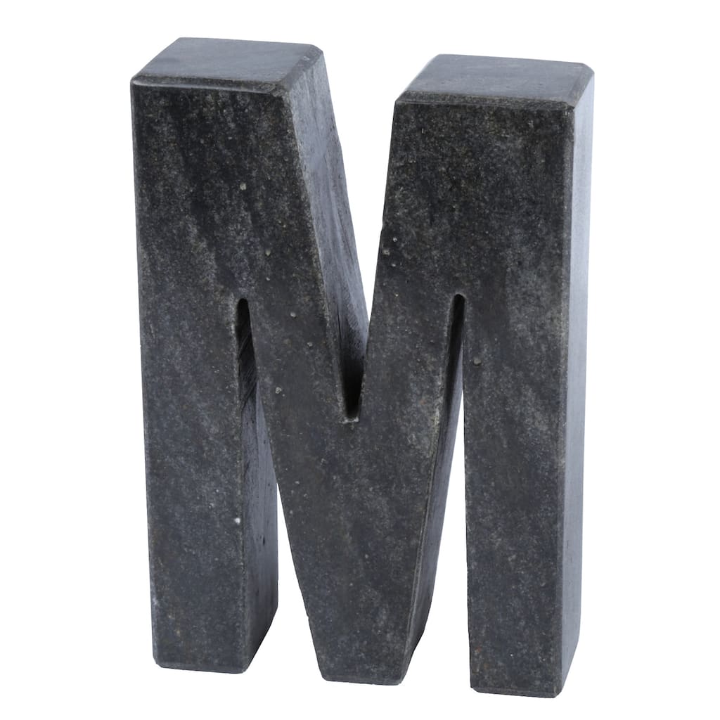 Creative Home Natural Black Marble Letter M Bookend, Paper Weight
