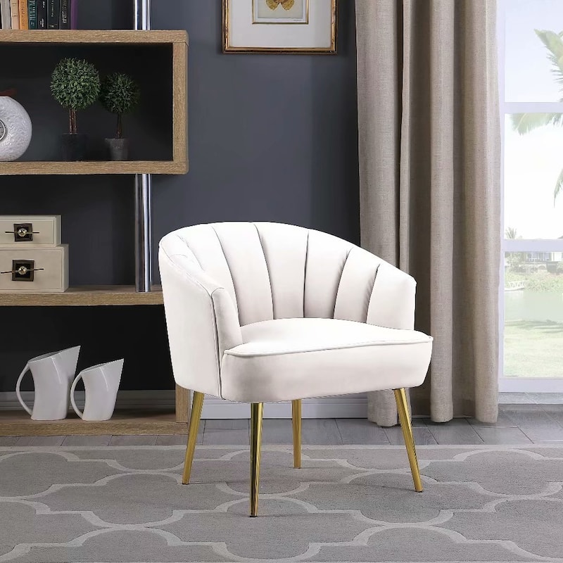 Morden Fort Velvet Accent Chair Slipper Chair - White