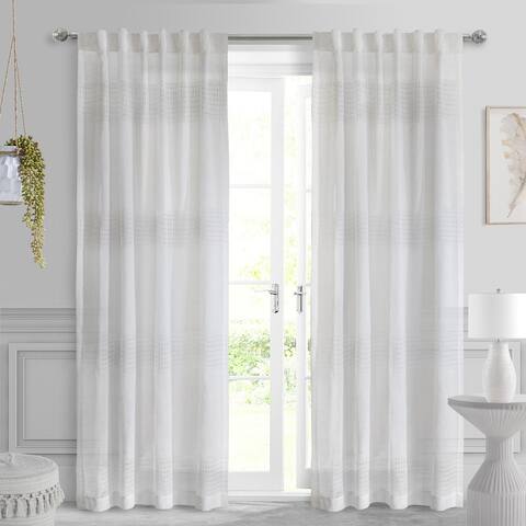 Lindsey Faux Linen Back Tab Curtain Panel by Habitat