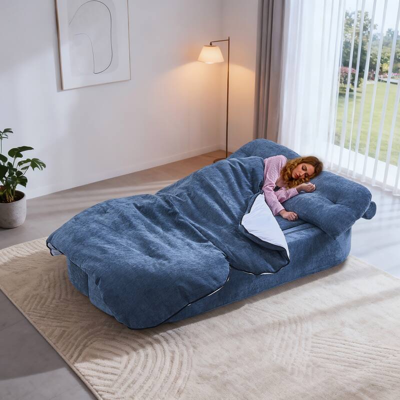 Foldable Sleeper Sofa Bed Convertible Sofa with Hidden Quilt and Large Pillows, Living Room Loveseat Sofa, Modern Floor Sofa