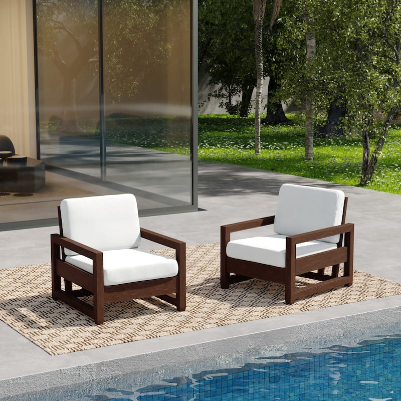Patio Teak Wood Outdoor Arm Chair with Cushion