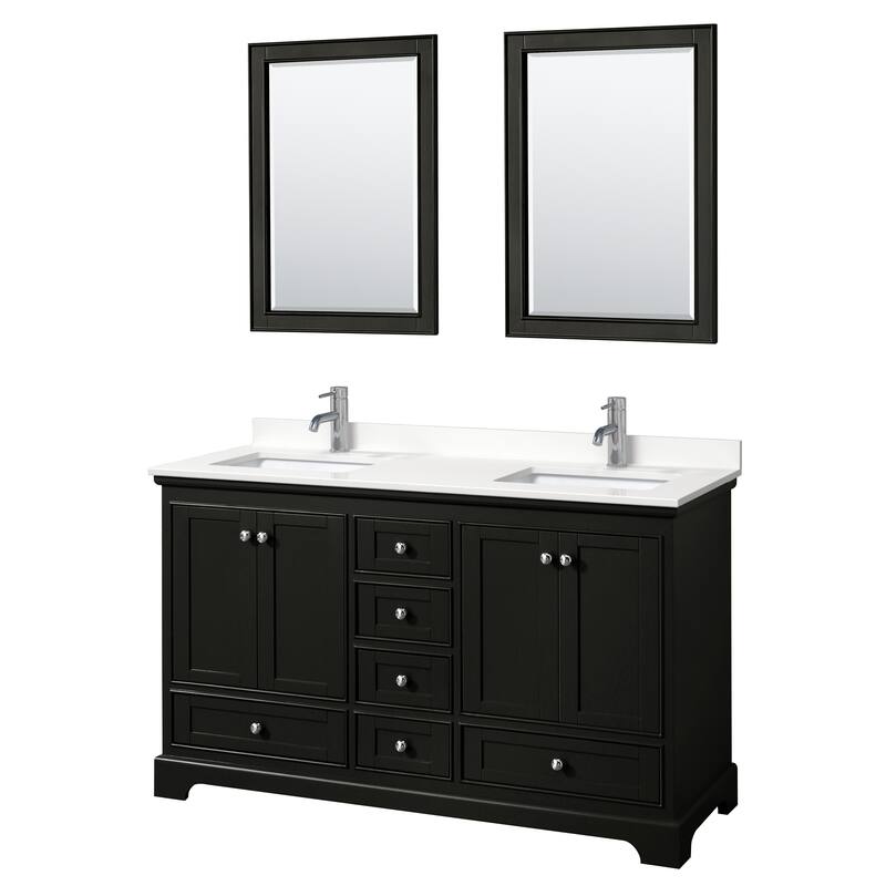 Deborah 60-inch Double Vanity, Quartz Top, 24-inch Mirrors