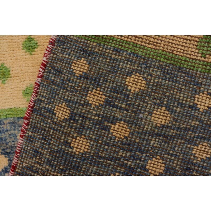 Contemporary Balochi Proctor Red/Blue Hand Knotted Wool Rug - 3'0'' x 4'11''