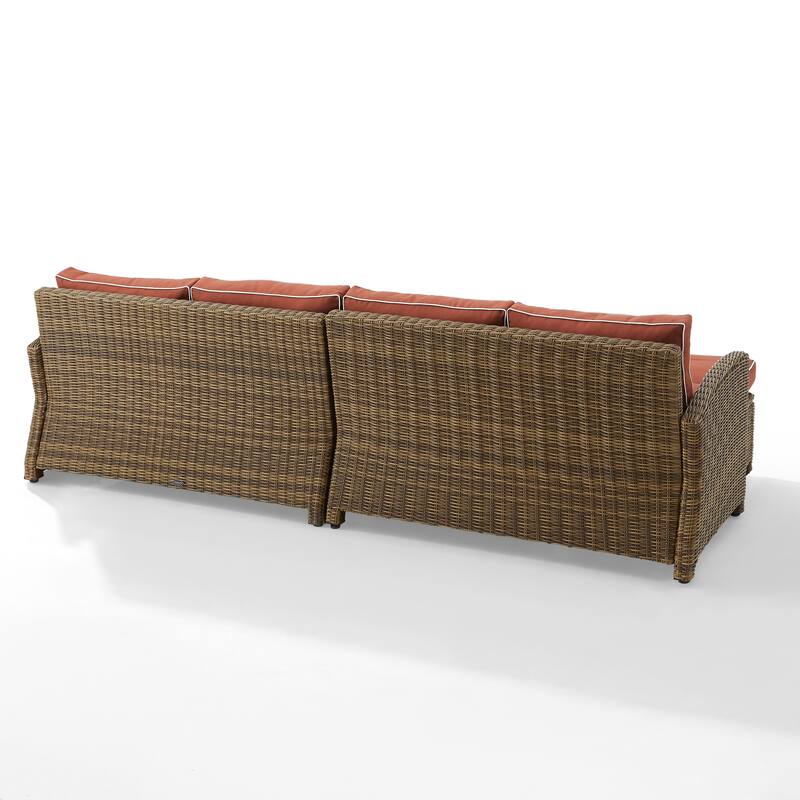 Crosley Bradenton 4Pc Outdoor Wicker Sectional Set - 70.5"d x 105.5"w x 32.5"h