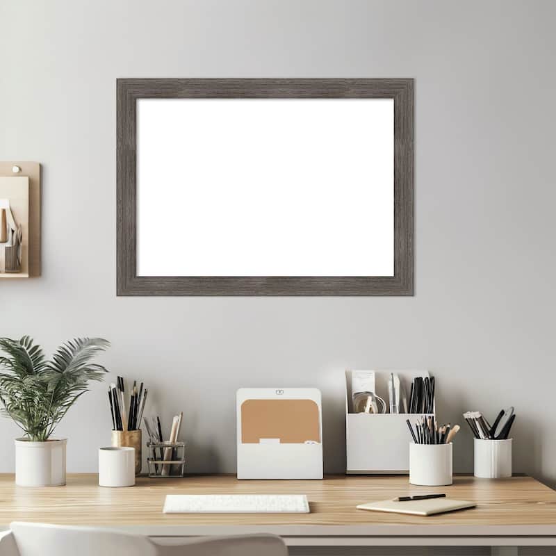 Amanti Art Pinstripe Lead Grey Framed Dry Erase Magnetic Board