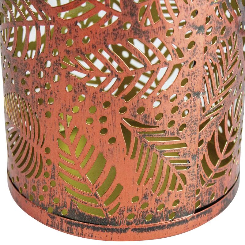 8" Bronze Foliage Outdoor Solar Lantern with Handle - 7