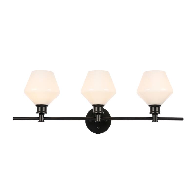 Elegant Lighting Gene 3 Light 28" Wide Bathroom Vanity Light with - Black