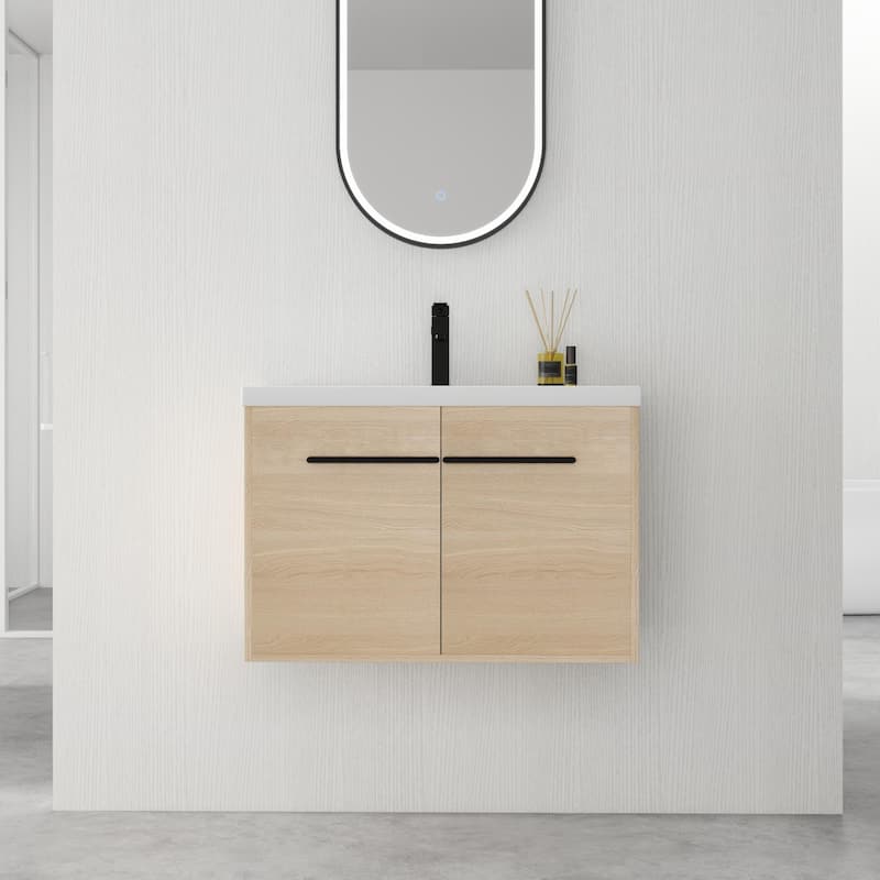 BNK 16"/20"/24"/30"/36" Single Sink Bathroom Vanity with Soft Close Door and Shelf - 30''W - Beige