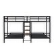 preview thumbnail 7 of 24, Twin Metal Bunk Bed, Triple Bunk Bed Frame w/ Storage Shelves Staircase