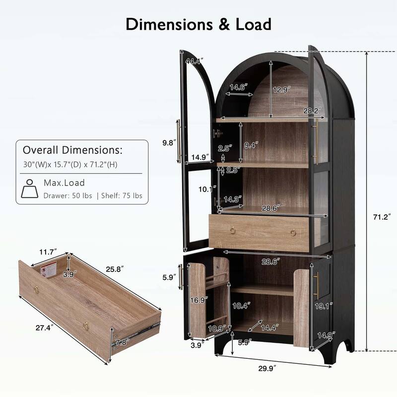 71 Inch Tall Cabinet for Versatile Storage and Elegant Farmhouse Design