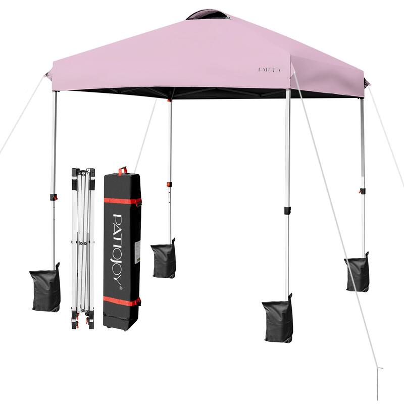 6.6 x 6.6 Feet Portable Pink Canopy Tent Waterproof Oxford Cloth Adjustable Height with Wheels