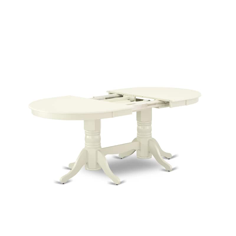 East West Furniture Dinette Set- an Oval Dining Table with and Linen Fabric Chairs, Linen White(Seat Type & Pieces Options)