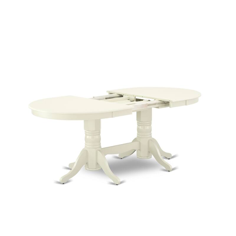 East West Furniture Dining Table Set- an Oval Wooden Table and Dining Chairs, Linen White(Pieces Options)