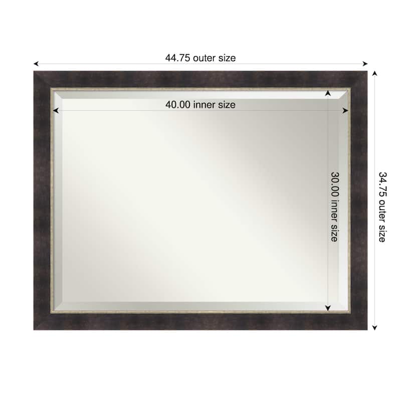 Odin Antique Bronze Beveled Wood Framed Bathroom Vanity Wall Mirror - Odin Antique Bronze - 45 x 35 in