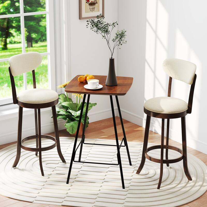 Gymax 30.5'' Bar Height Chairs Set of 2 Swivel High Barstool w/ Padded