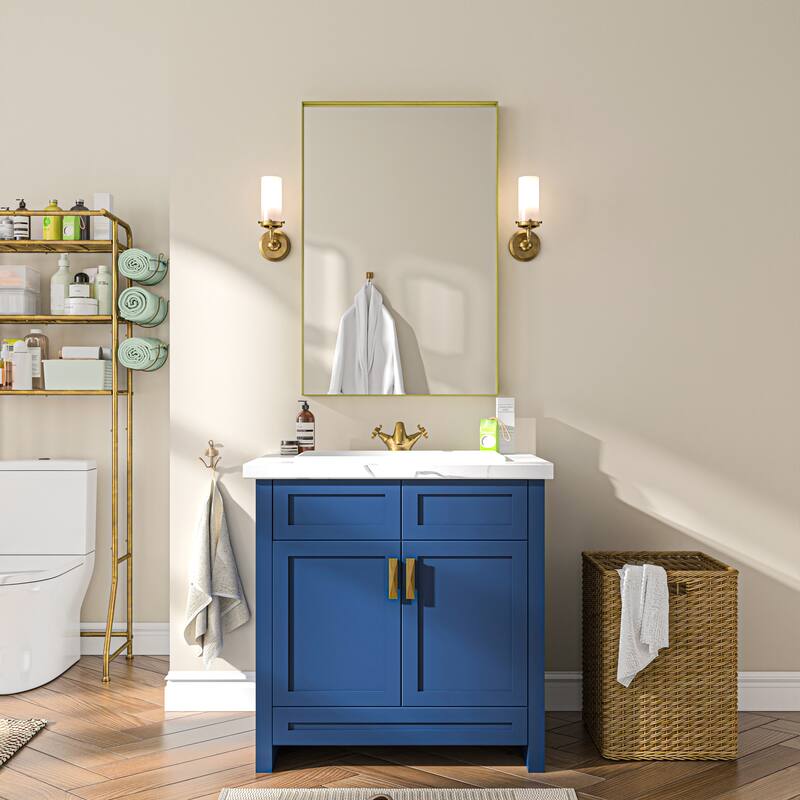TOOLKISS Right Angle Aluminum Frame Bathroom Vanity Mirror with Clear Glass