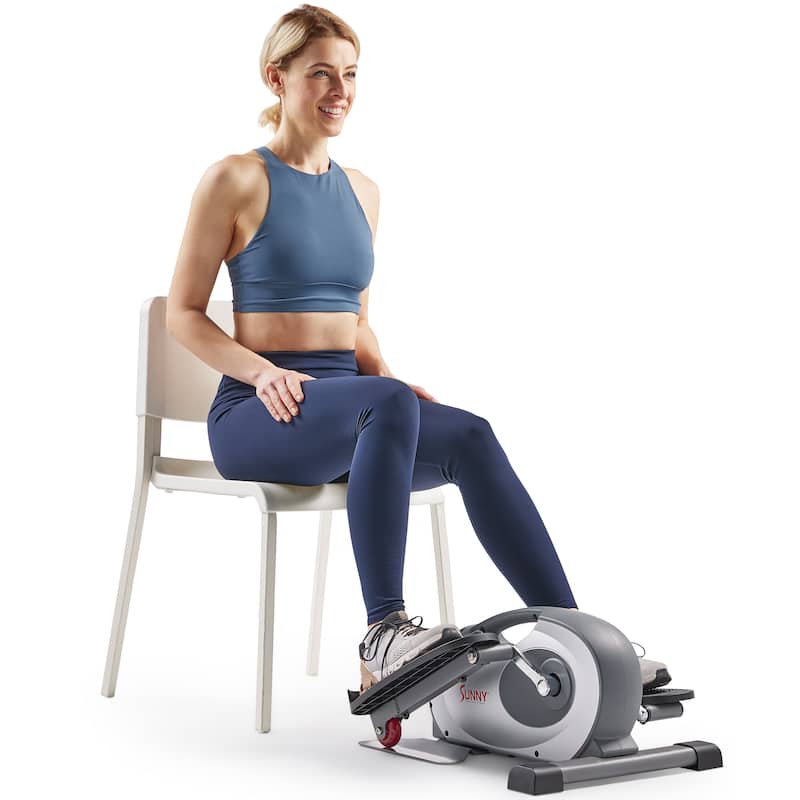 Sunny Health & Fitness Smart Portable Magnetic Under Desk Elliptical SF-E323017 - Grey - 22.5L x 18.1W x 10.9H - Grey - 22.5L x 18.1W x 10.9H - Weights