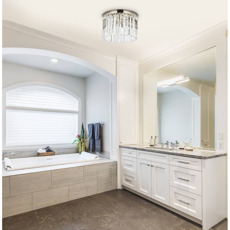 Royce Edge 3-Light Polished Nickel Flush Mount