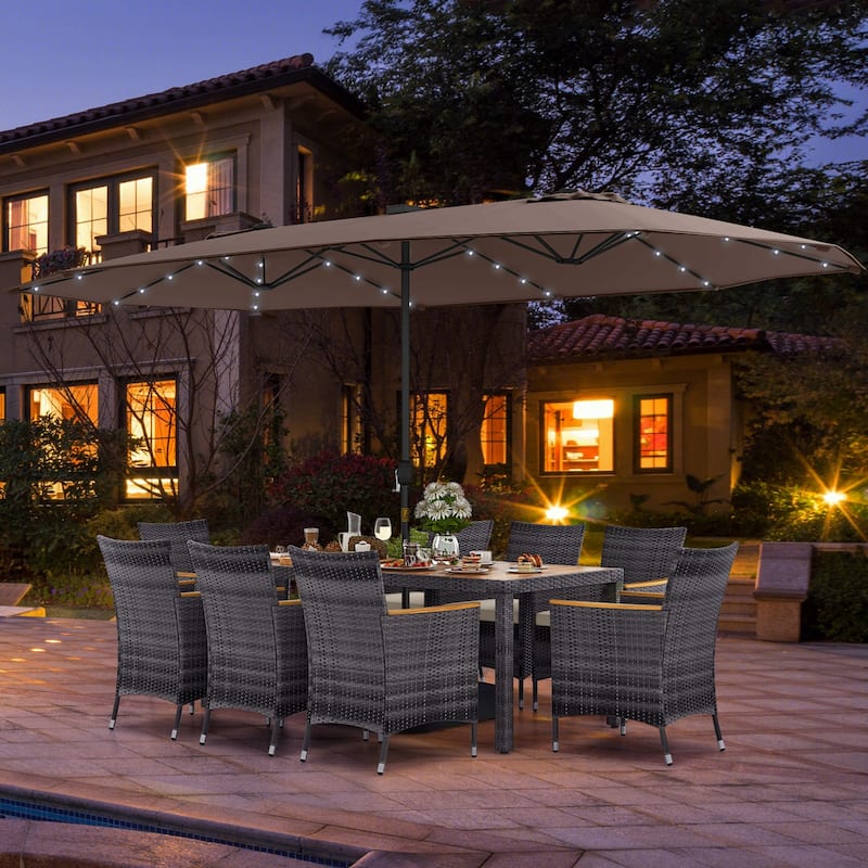 Costway 11 PCS Patio Dining Set with 15 ft Double-Sided Patio Umbrella - See Details