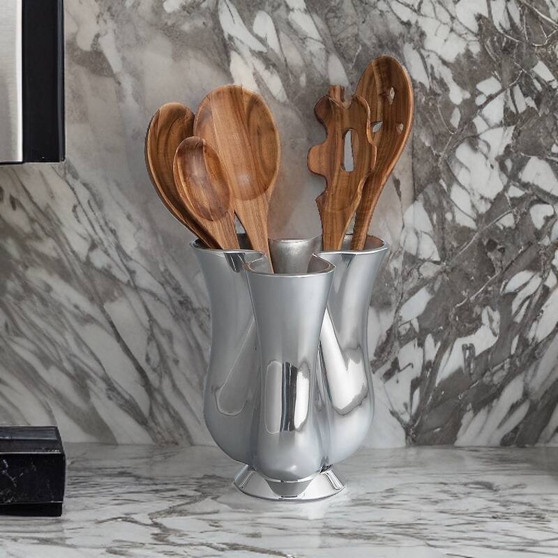 Nambe Tulip Tool Jug with 5 Piece Kitchen Tool Set - Jug: 6.75" W x 6.75" L x 8" H