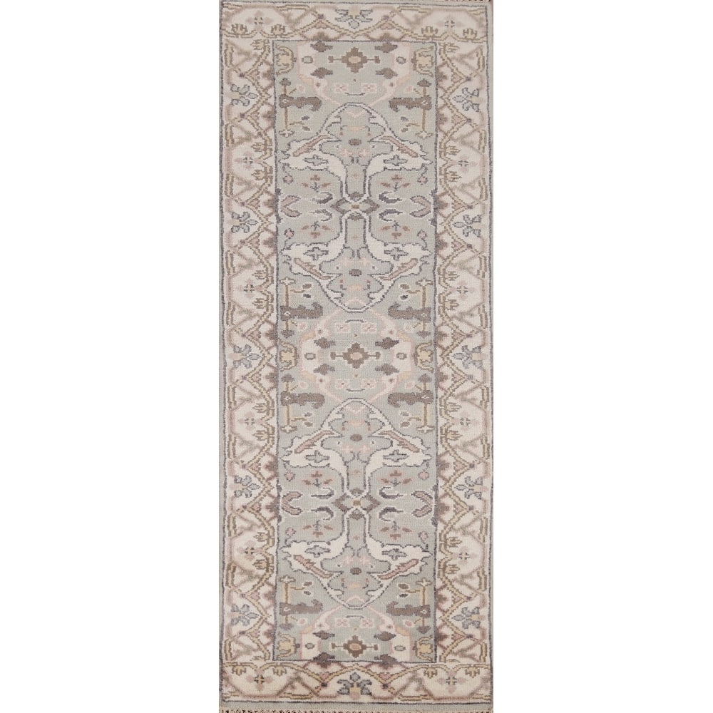 Transitional Oushak Runner Rug Hand-Knotted Wool Carpet - 2'5" x 8'1"