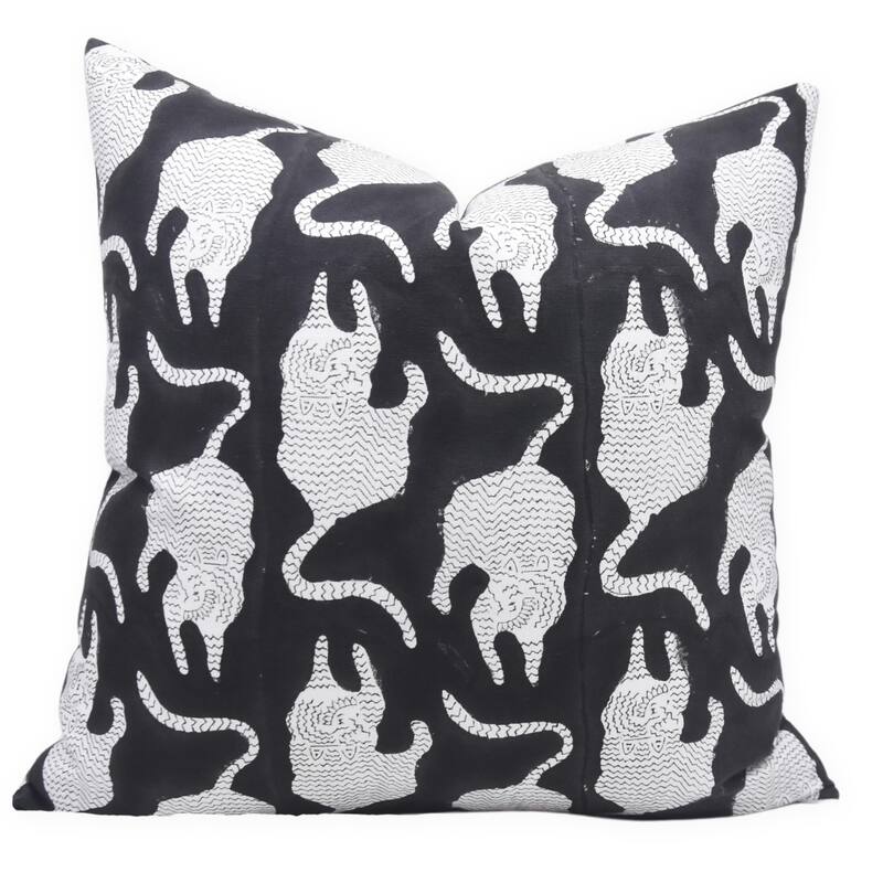 Cotton Square Block print pillow Cover - Mushakraj - Pillow Covers - 14" x 20"
