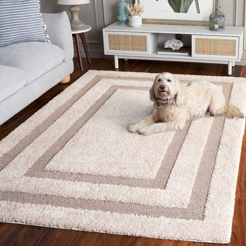 SAFAVIEH Florida Shag Carlinde Border 1.2-inch Thick Rug