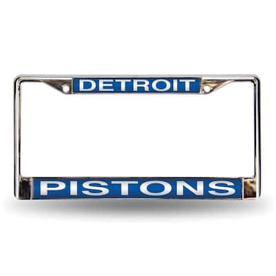 NBA Detroit Pistons Blue Laser Chrome Acrylic License Plate Wall Frame