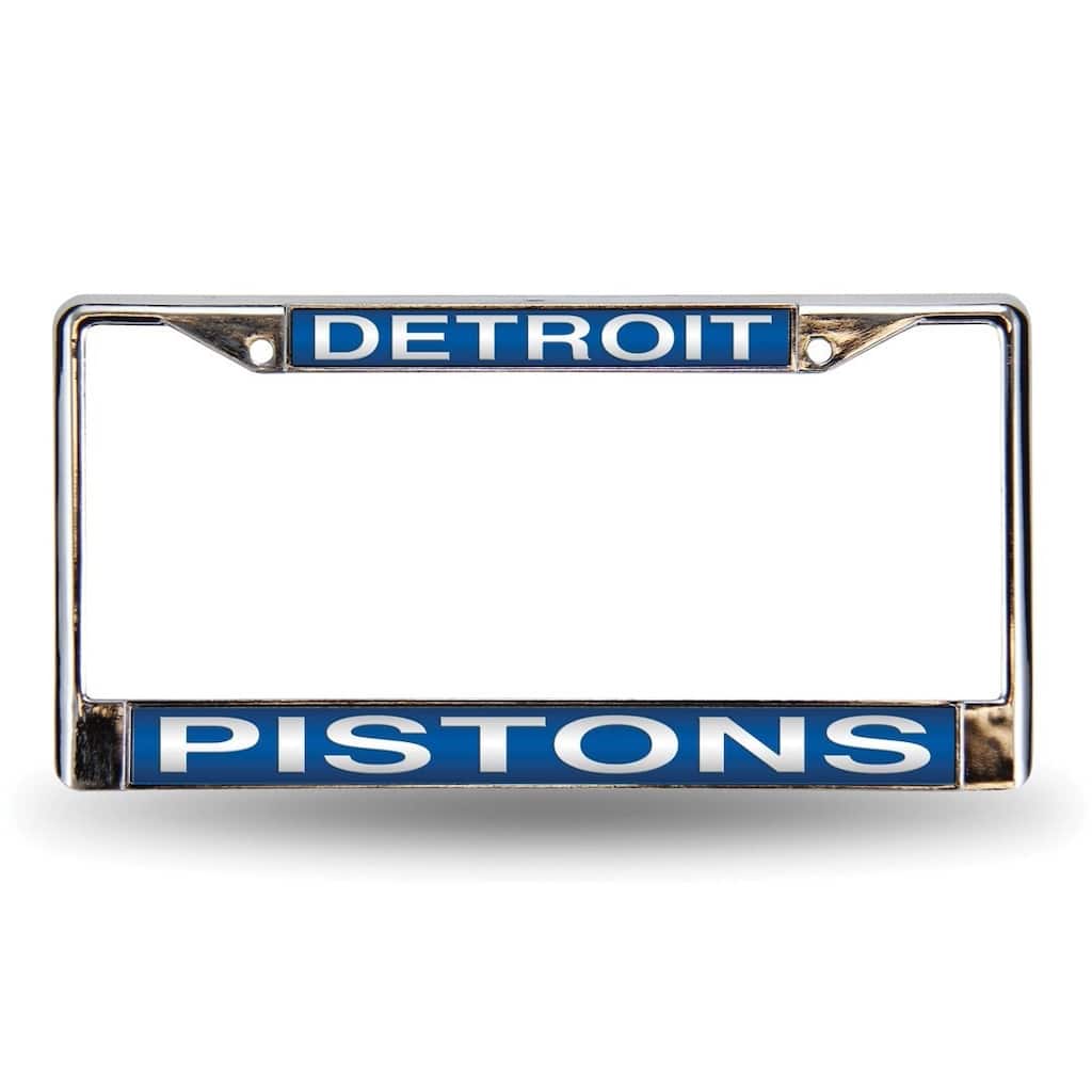 NBA Detroit Pistons Blue Laser Chrome Acrylic License Plate Wall Frame