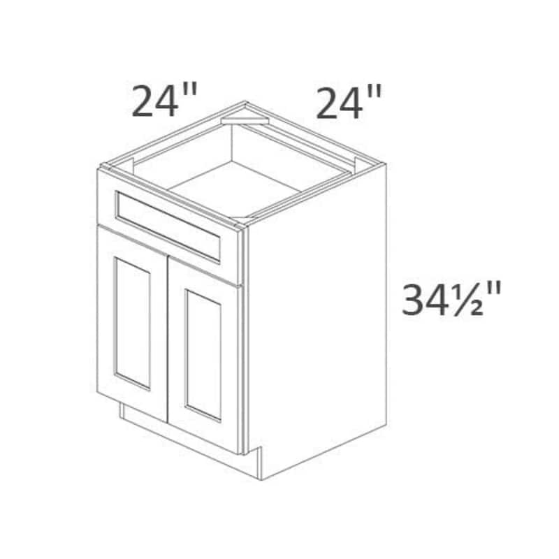 Grey Shaker Base Cabinet - Ready to Assemble, Kitchen Cabinet Storage - 24"Wx34.5"Hx24"D