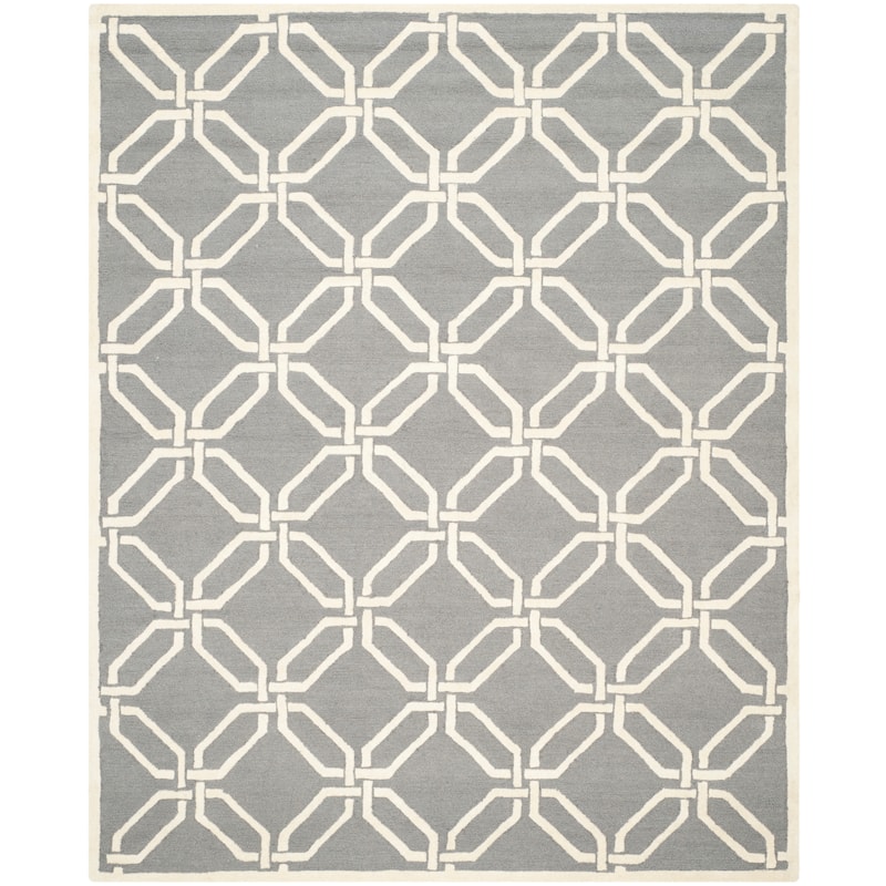 SAFAVIEH Handmade Cambridge Nhung Modern Moroccan Wool Rug - 8' x 10' - Dark Grey/Ivory