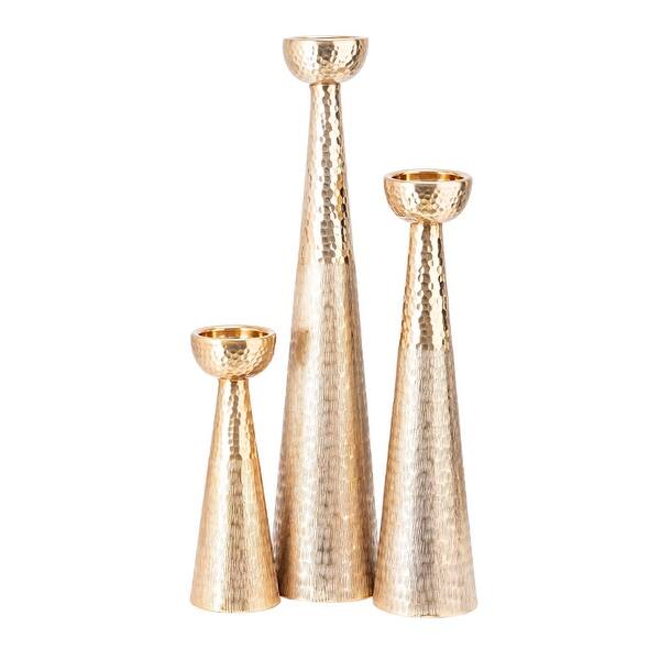 Shop Imax Home 23459 3 Aurek 3 Piece Aluminum Tealight Candle Stick Holder Set Gold Overstock 31041827