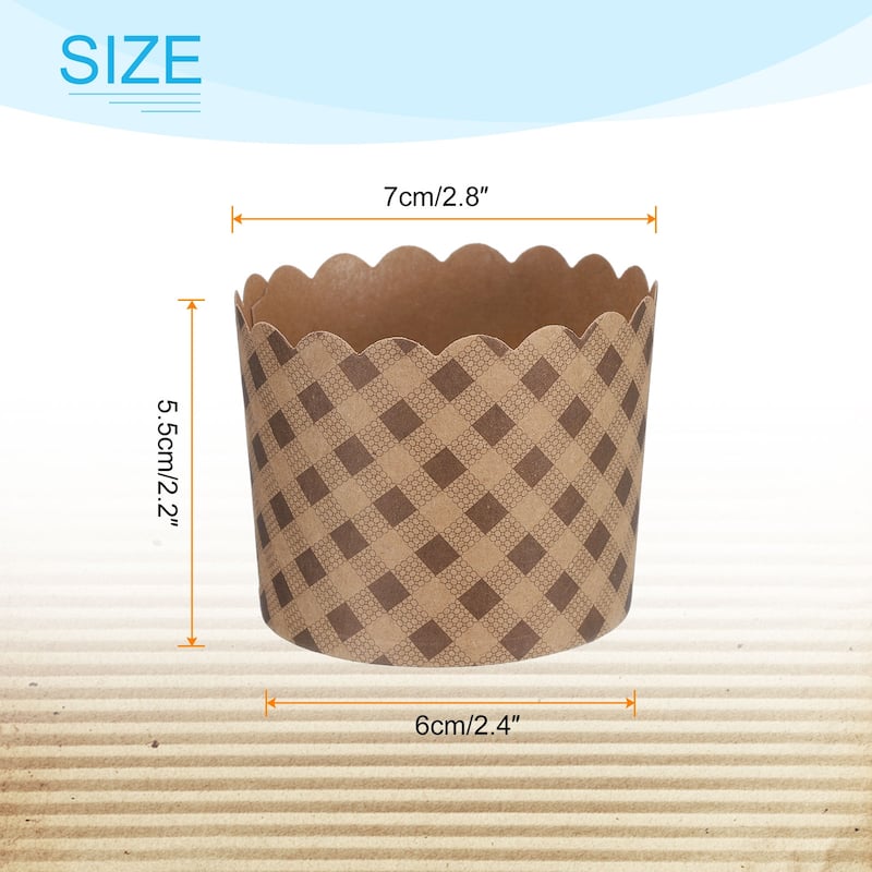 50Pcs Paper Baking Cups Brown Kraft Paper Muffins Liner Cupcake Plaid - Standard