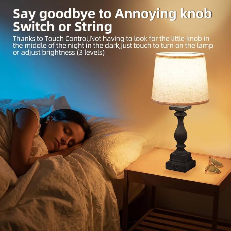 Touch Lamps for Bedroom Set of 2,Bed-Side Table Lamps