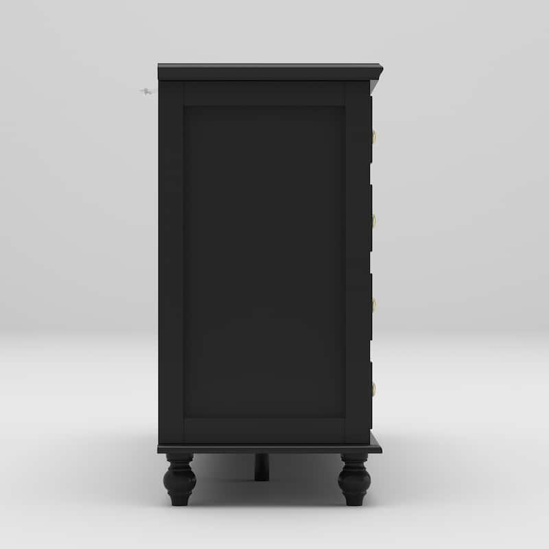 63" Wide 9/12 Drawer Dresser for Bedroom, Modern Farmhouse Double Dresser with Gold Knobs, Large Storage Chest