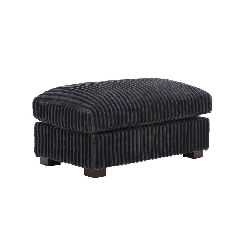 Modern Interior Rectangle Faux Fur Ottoman