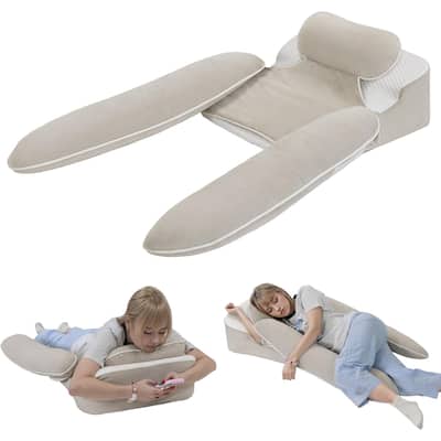 WOWMAX Side Sleeper Pillow for Shoulder Pain Relief, Modular Body Pillow for Adults, H-Shaped Ergonomic Wedge Pillow