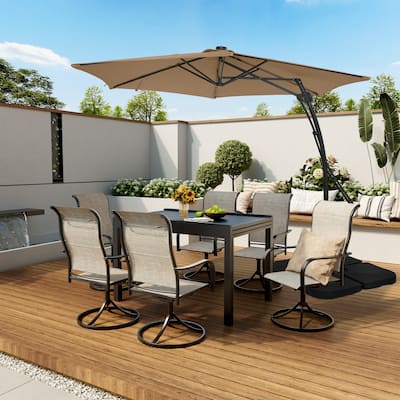 Clihome 10ft Outdoor Patio Cantilever Umbrella with LED Lights