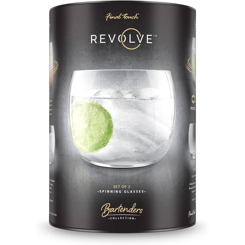 Final Touch Revolve Spinning Cocktail Glass Set of 2 - 12 oz