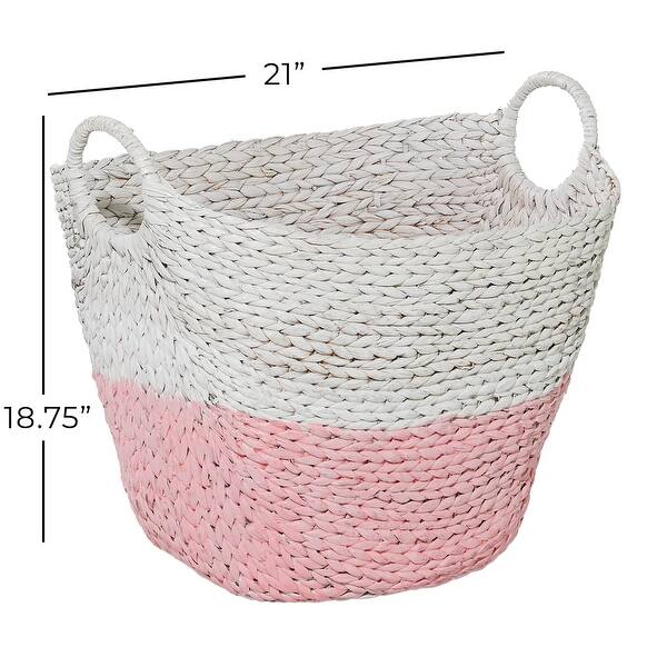 dimension image slide 3 of 5, Handmade Dried Plant Wicker Contemporary Storage Basket
