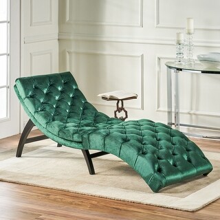 Velvet Tufted Chaise Lounge with Birch Wood Legs - Bed Bath & Beyond ...