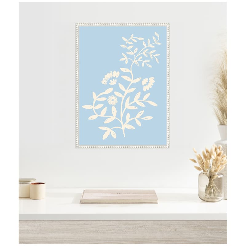 Kate and Laurel Country Chintz Botanical Pale Blue by Vicky Yorke Framed Canvas Wall Art Print
