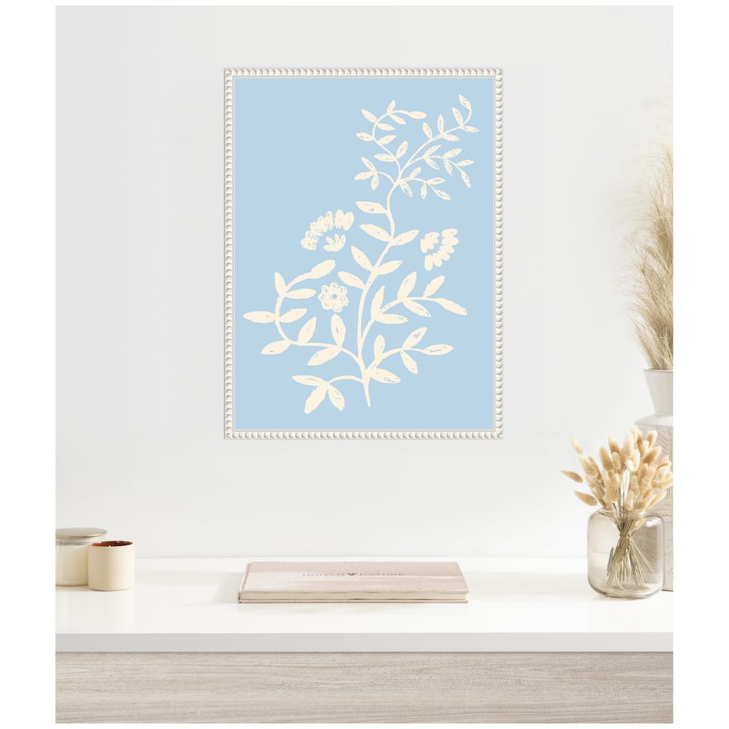 Kate and Laurel Country Chintz Botanical Pale Blue by Vicky Yorke Framed Canvas Wall Art Print